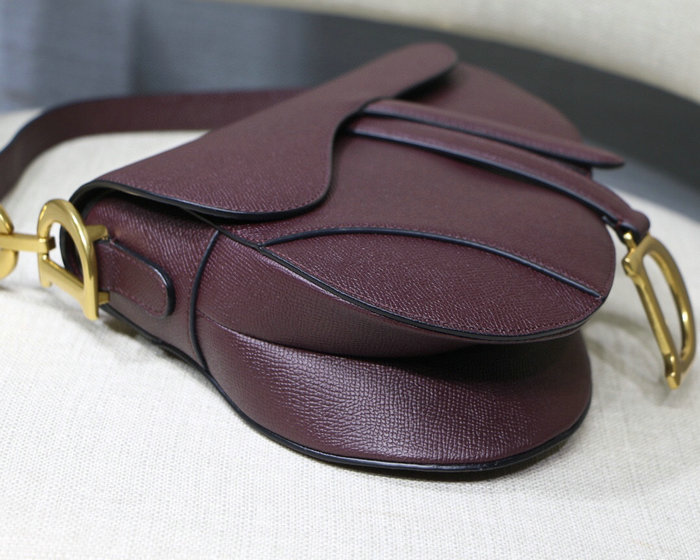 Dior Grained Calfskin Saddle Bag Burgundy M9001