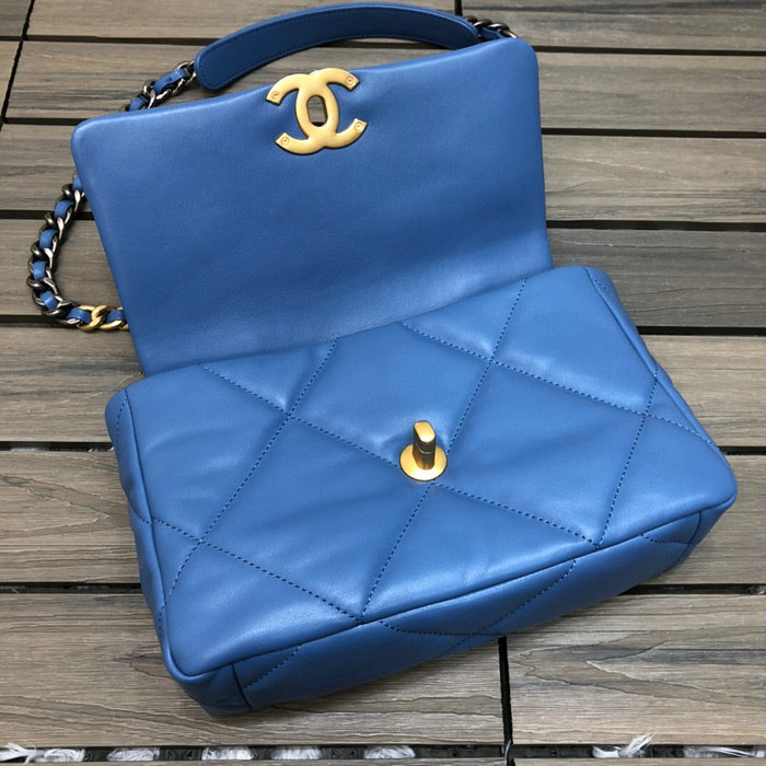 Chanel 19 Lambskin Flap Bag Blue AS1160