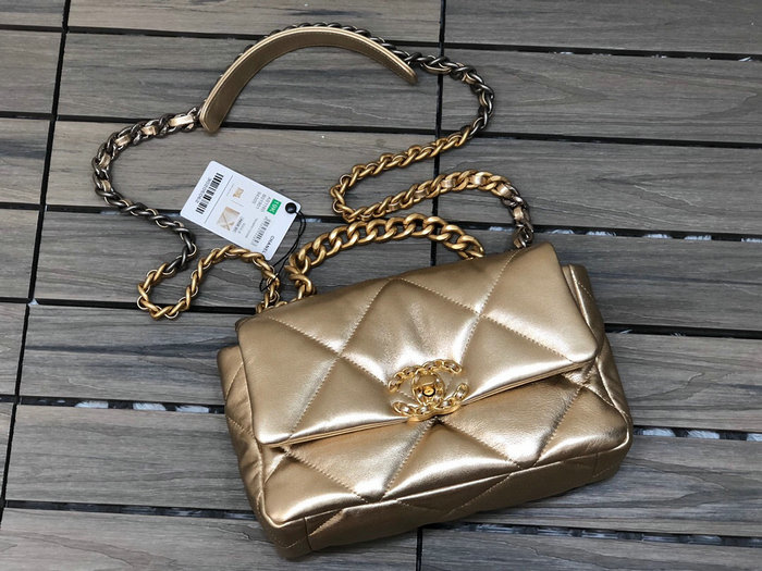 Chanel 19 Lambskin Flap Bag Gold AS1160