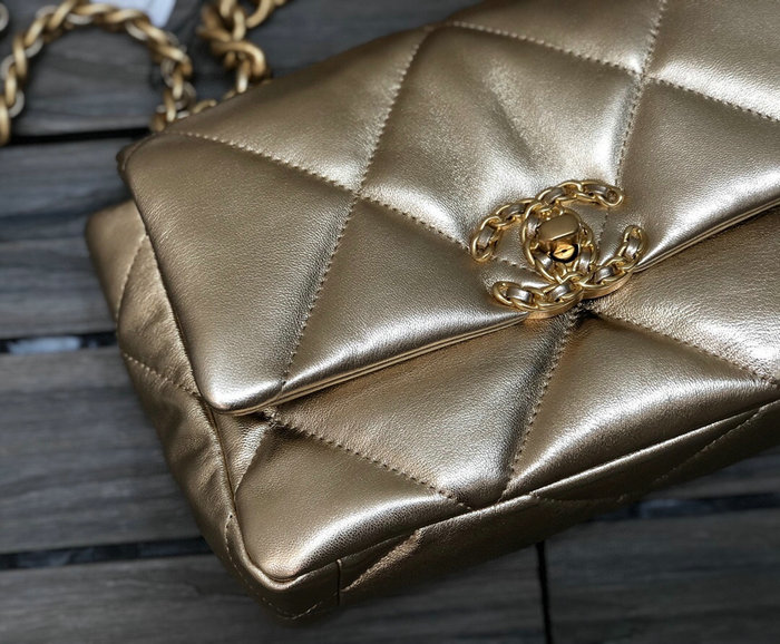 Chanel 19 Lambskin Flap Bag Gold AS1160