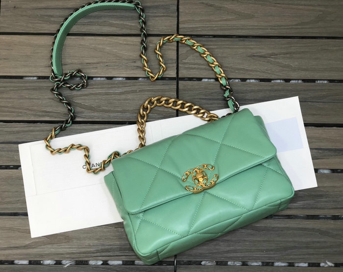 Chanel 19 Lambskin Flap Bag Green AS1160