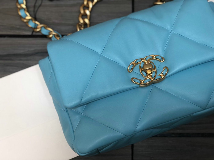 Chanel 19 Lambskin Flap Bag Light Blue AS1160