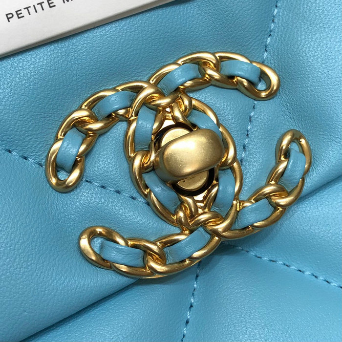 Chanel 19 Lambskin Flap Bag Light Blue AS1160