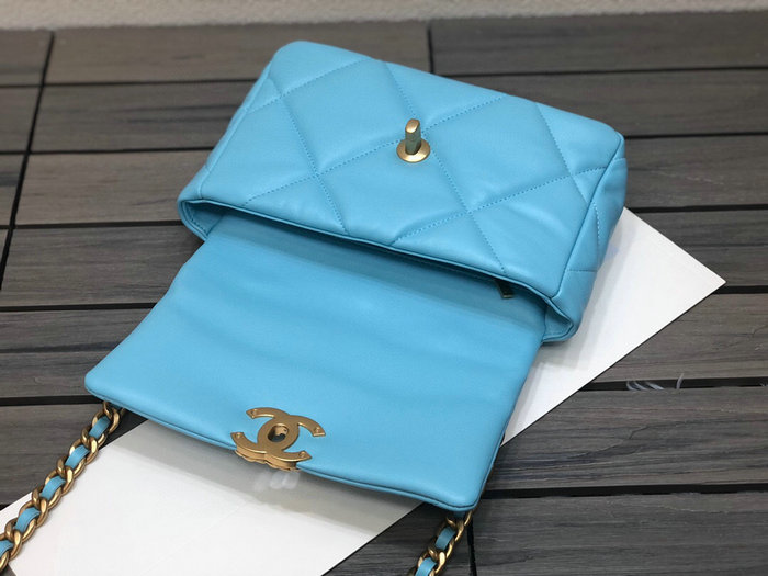 Chanel 19 Lambskin Flap Bag Light Blue AS1160