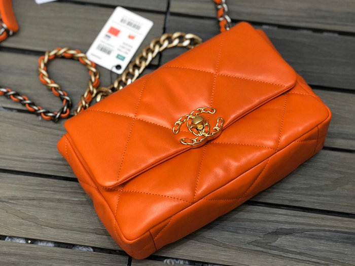 Chanel 19 Lambskin Flap Bag Orange AS1160