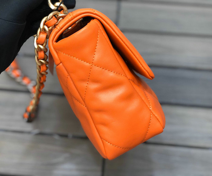 Chanel 19 Lambskin Flap Bag Orange AS1160