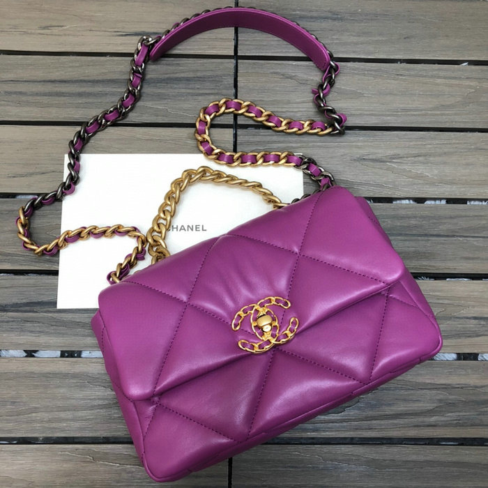 Chanel 19 Lambskin Flap Bag Purple AS1160