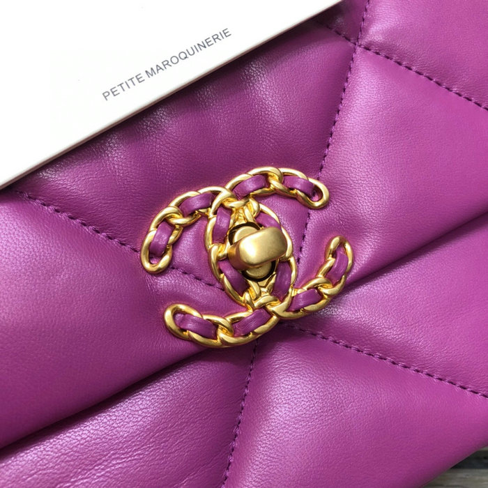 Chanel 19 Lambskin Flap Bag Purple AS1160