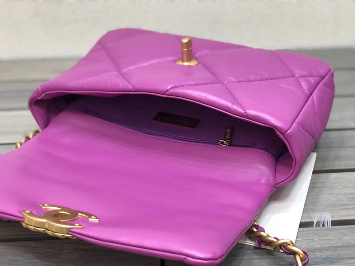 Chanel 19 Lambskin Flap Bag Purple AS1160