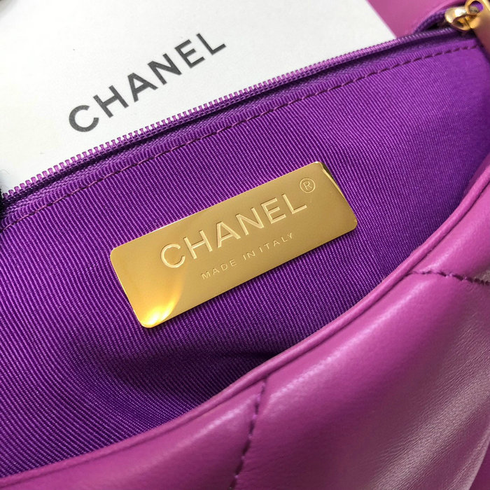 Chanel 19 Lambskin Flap Bag Purple AS1160