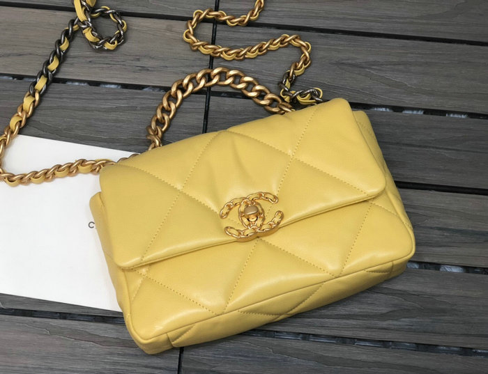 Chanel 19 Lambskin Flap Bag Yellow AS1160