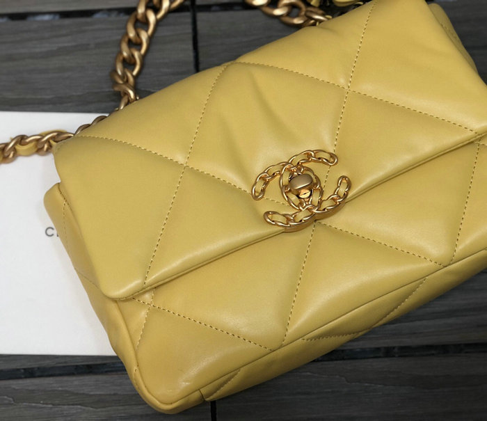 Chanel 19 Lambskin Flap Bag Yellow AS1160