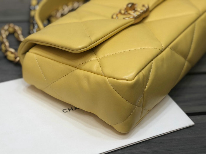 Chanel 19 Lambskin Flap Bag Yellow AS1160