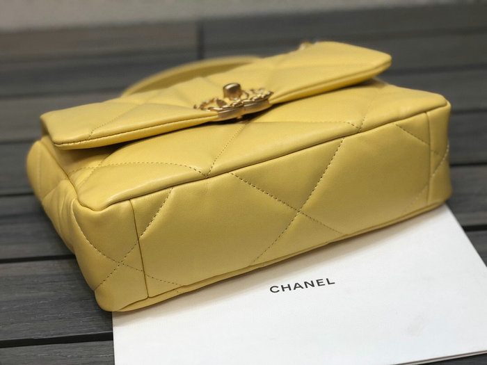 Chanel 19 Lambskin Flap Bag Yellow AS1160