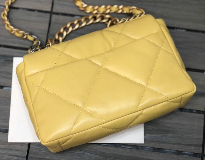 Chanel 19 Lambskin Flap Bag Yellow AS1160