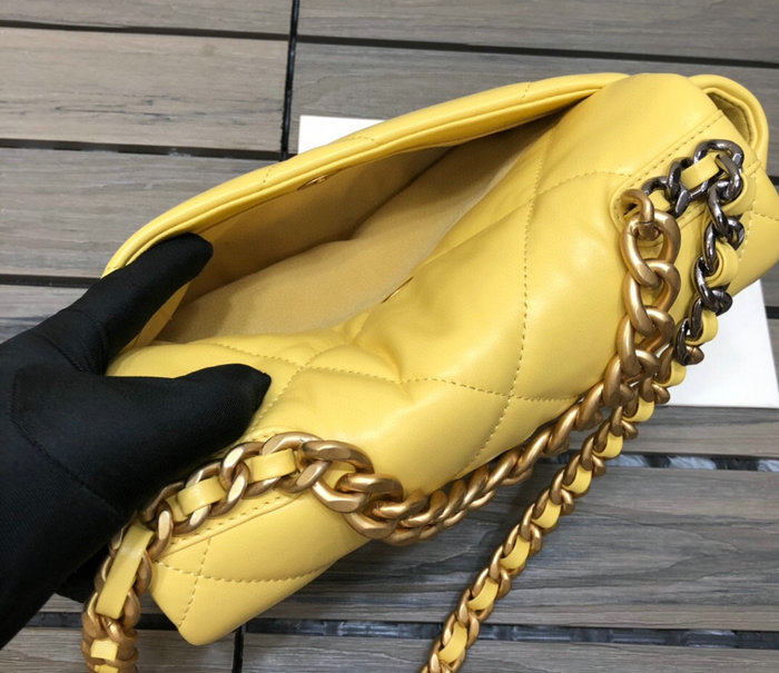 Chanel 19 Lambskin Flap Bag Yellow AS1160