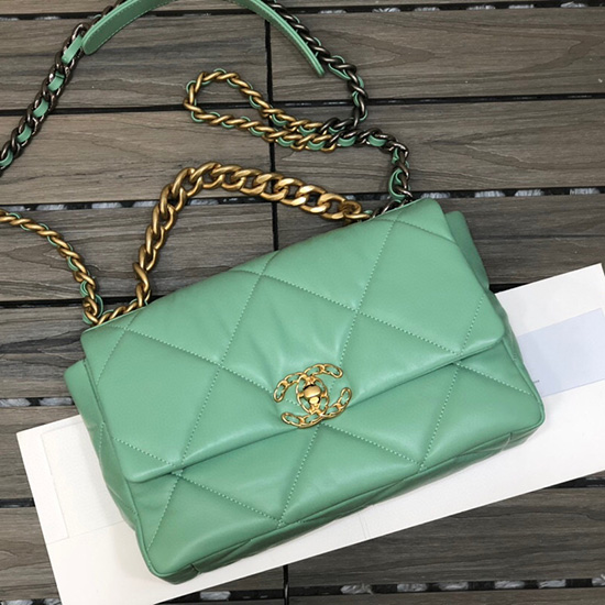 Chanel 19 Lambskin Large Flap Bag Green AS1161