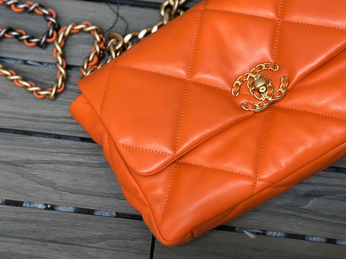 Chanel 19 Lambskin Large Flap Bag Orange AS1161