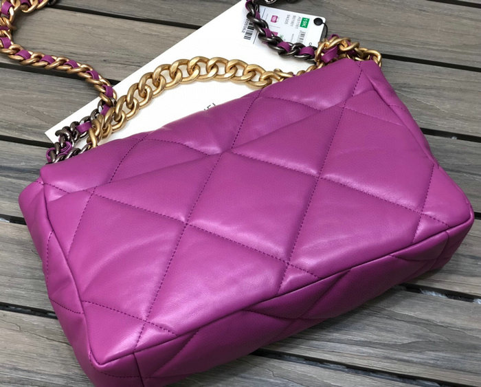 Chanel 19 Lambskin Large Flap Bag Purple AS1161