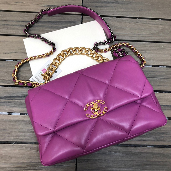 Chanel 19 Lambskin Large Flap Bag Purple AS1161