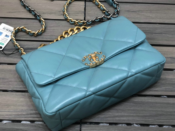 Chanel 19 Lambskin Large Flap Bag Skyblue AS1161