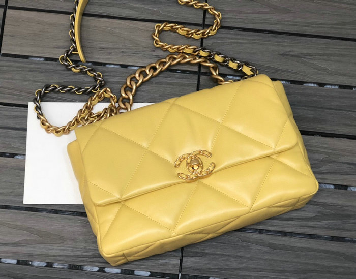 Chanel 19 Lambskin Large Flap Bag Yellow AS1161