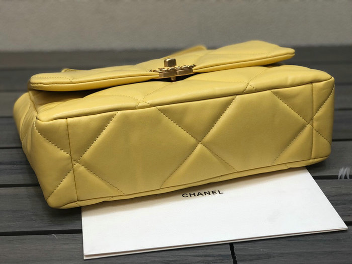 Chanel 19 Lambskin Large Flap Bag Yellow AS1161