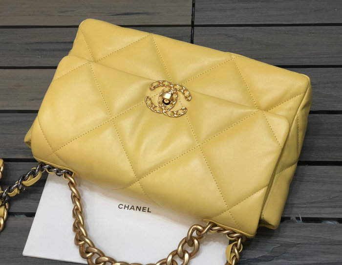 Chanel 19 Lambskin Large Flap Bag Yellow AS1161