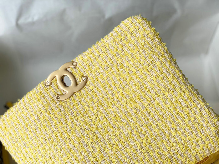 Chanel 19 Tweed Flap Bag Yellow AS1160