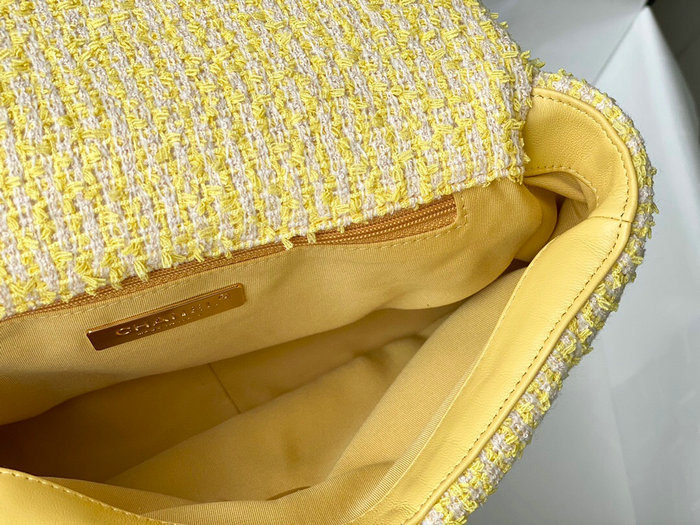 Chanel 19 Tweed Flap Bag Yellow AS1160