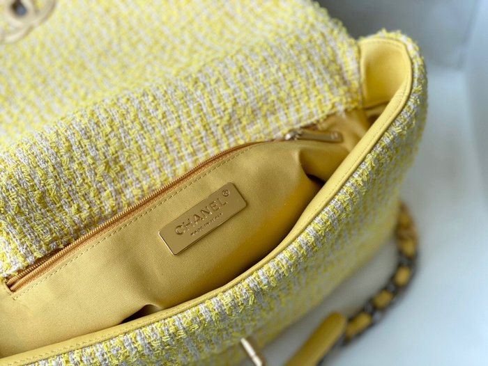 Chanel 19 Tweed Large Flap Bag Yellow AS1161