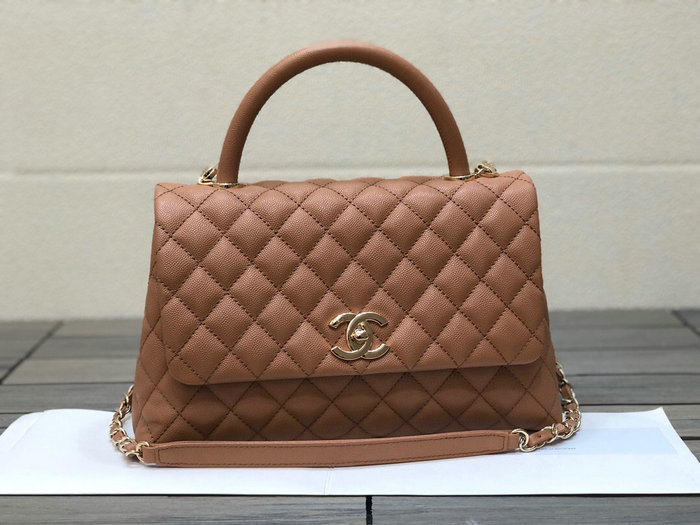 Chanel Flap Bag with Top Handle Camel A92991