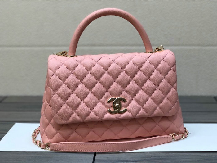 Chanel Flap Bag with Top Handle Pink A92991