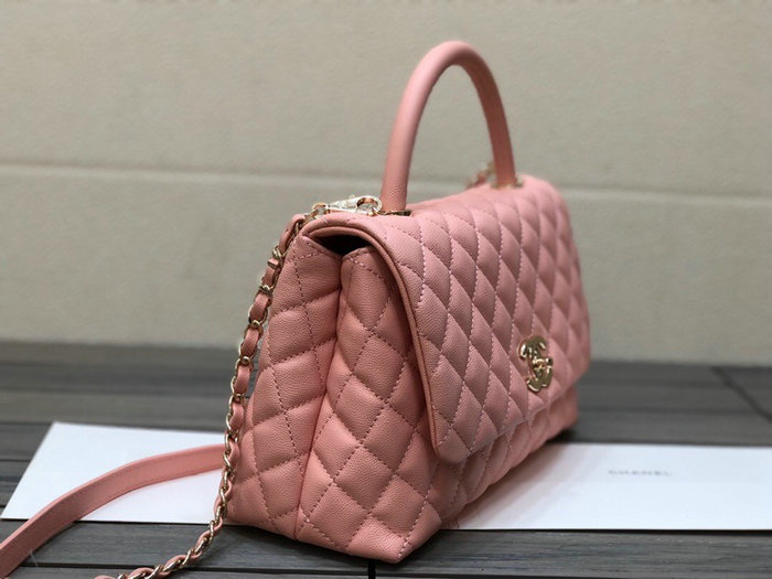 Chanel Flap Bag with Top Handle Pink A92991