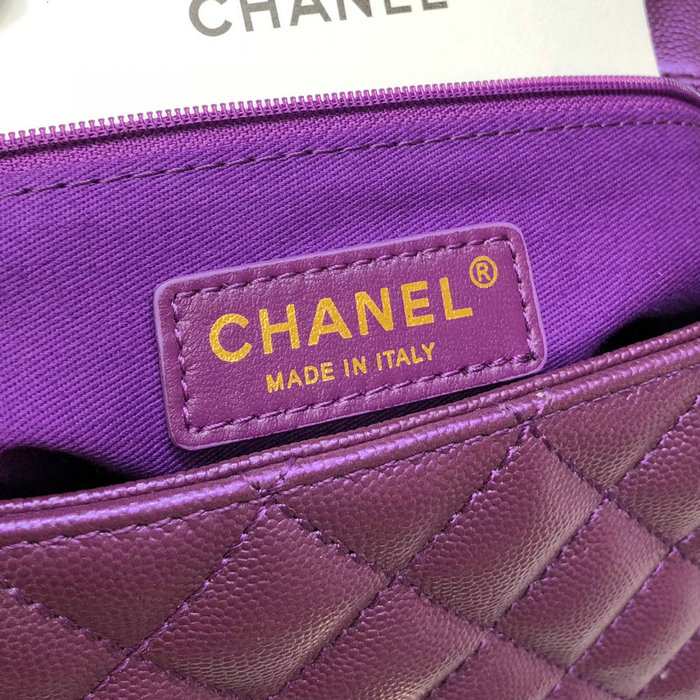 Chanel Flap Bag with Top Handle Purple A92991