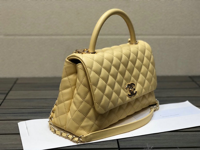 Chanel Flap Bag with Top Handle Yellow A92991