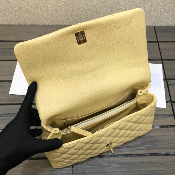 Chanel Flap Bag with Top Handle Yellow A92991