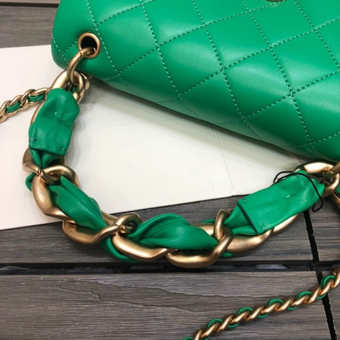 Chanel Lambskin Flap Bag Green AS2388