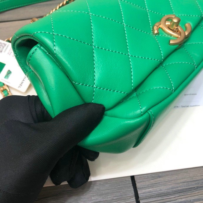 Chanel Lambskin Flap Bag Green AS2388