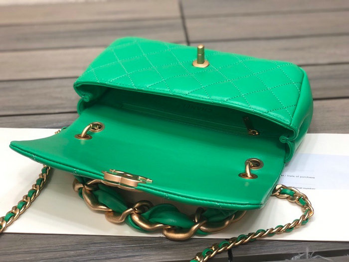 Chanel Lambskin Flap Bag Green AS2388