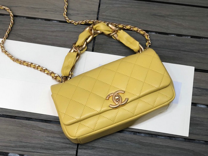 Chanel Lambskin Flap Bag Yellow AS2388