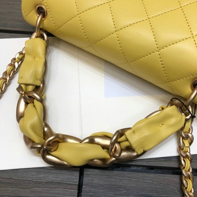 Chanel Lambskin Flap Bag Yellow AS2388