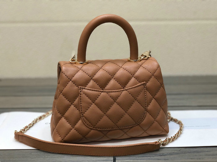 Chanel Mini Flap Bag with Top Handle Camel AS2215