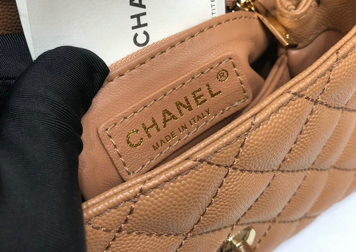 Chanel Mini Flap Bag with Top Handle Camel AS2215