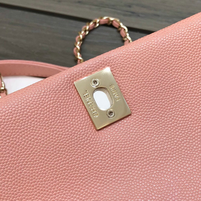 Chanel Mini Flap Bag with Top Handle Pink AS2215