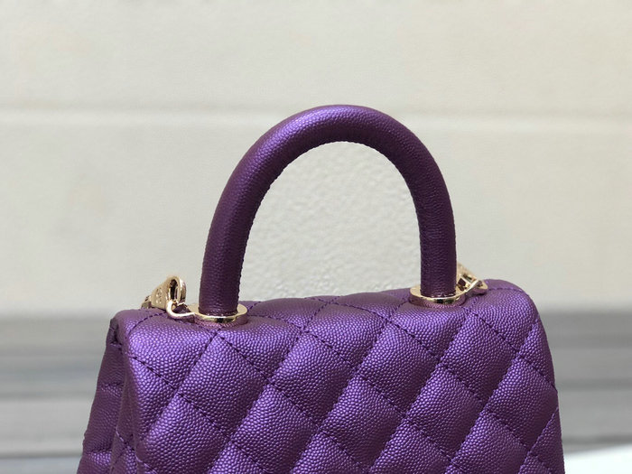 Chanel Mini Flap Bag with Top Handle Purple AS2215