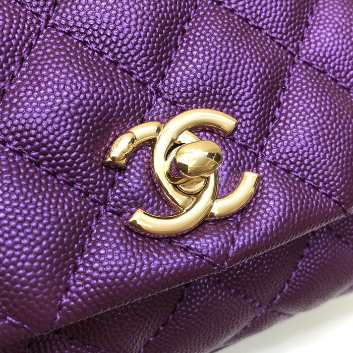 Chanel Mini Flap Bag with Top Handle Purple AS2215