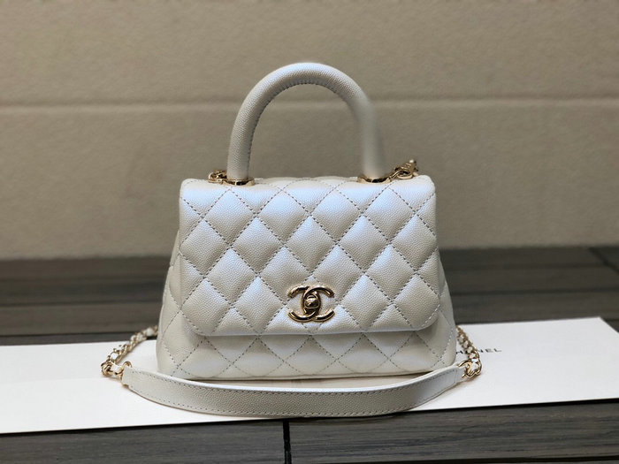 Chanel Mini Flap Bag with Top Handle Silver AS2215