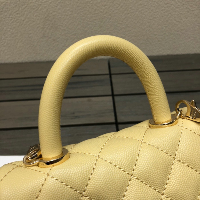 Chanel Mini Flap Bag with Top Handle Yellow AS2215