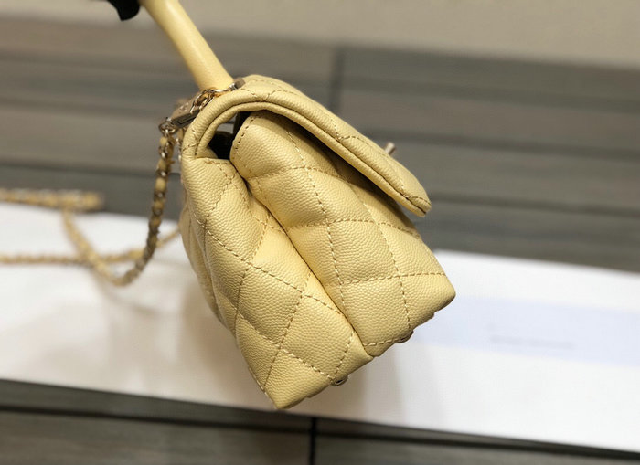 Chanel Mini Flap Bag with Top Handle Yellow AS2215